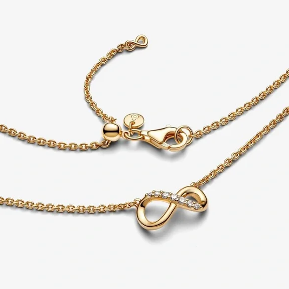 Pandora Collier Gold and Cubic Zirconia Infinity Necklace New - Picture 4 of 8